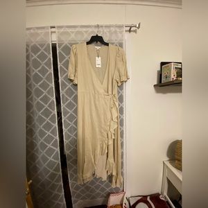 Linen wrap dress XL NWT